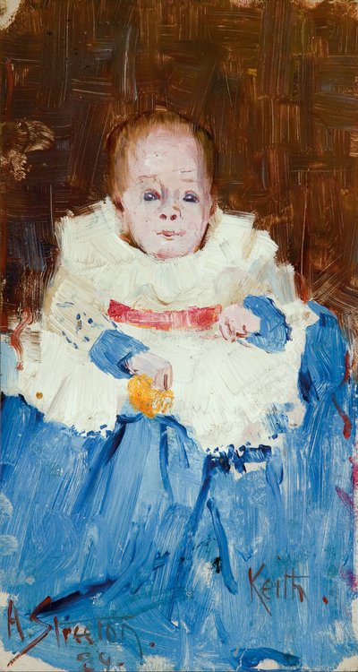 Naranja, azul y blanco (retrato de Keith) de Arthur Streeton